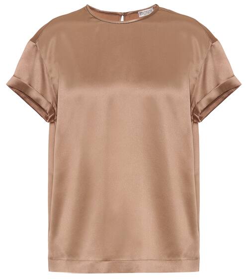 Stretch-silk satin top | Brunello Cucinelli