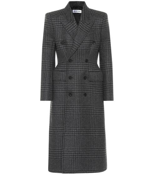 Hourglass checked virgin wool coat | Balenciaga