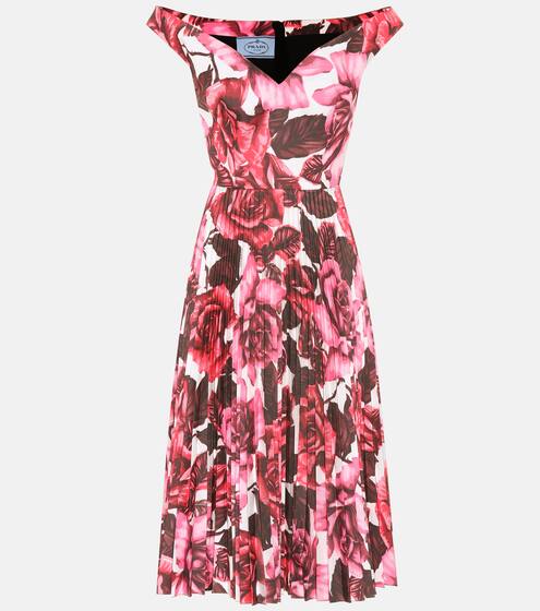 Floral cotton midi dress | Prada