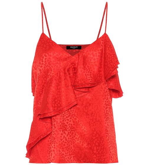 Leopard-jacquard silk camisole | Balmain