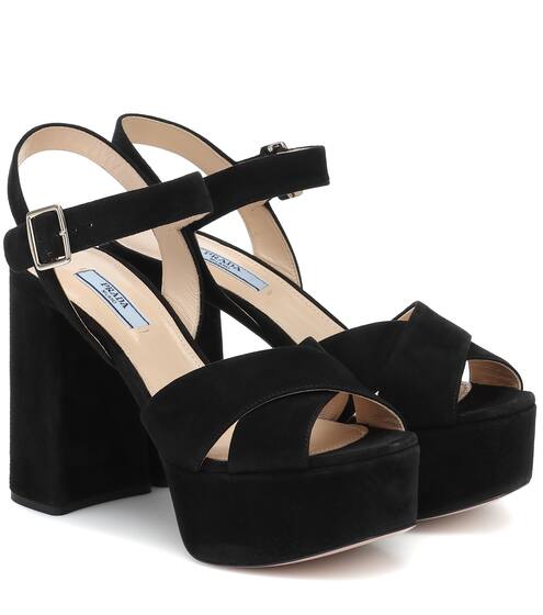Suede platform sandals | Prada