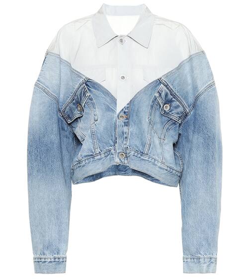 Cropped denim and nylon jacket | Unravel