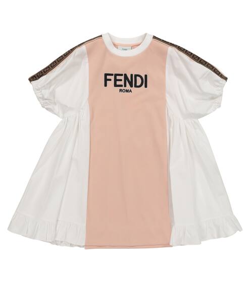 Logo piqué and poplin dress | Fendi Kids