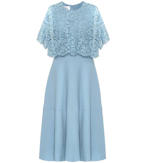 Lace-trimmed silk and wool midi dress | Valentino
