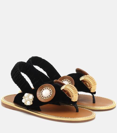 Sandalias de algodón adornadas | Miu Miu
