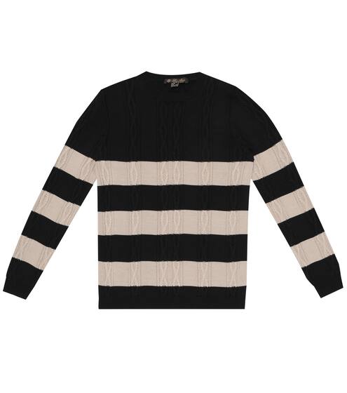 Pull Lighthouse rayé en coton et soie | Loro Piana Kids