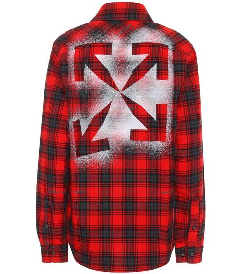 Checked cotton-blend flannel shirt | Off-White