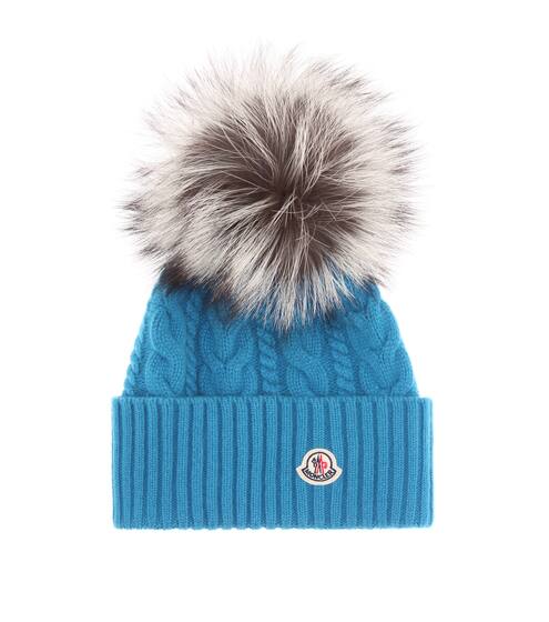 Fur-trimmed wool-blend beanie | Moncler