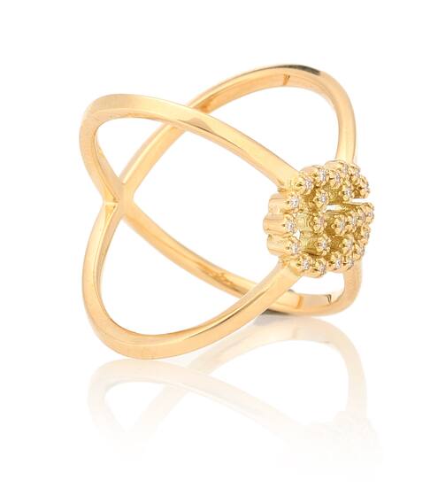 Ring GG Running aus 18kt Gelbgold mit weißen Diamanten | Gucci