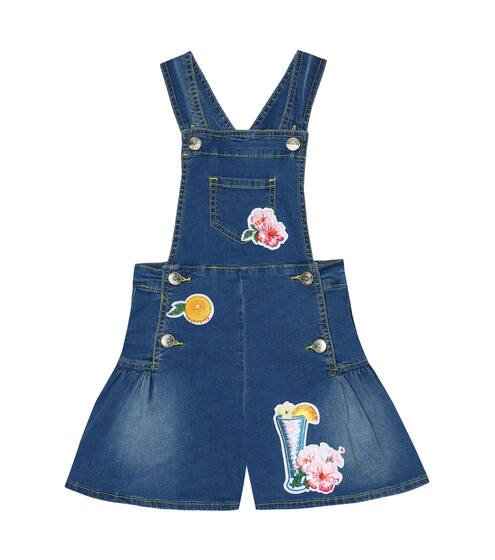 Appliquéd stretch-denim playsuit | Monnalisa
