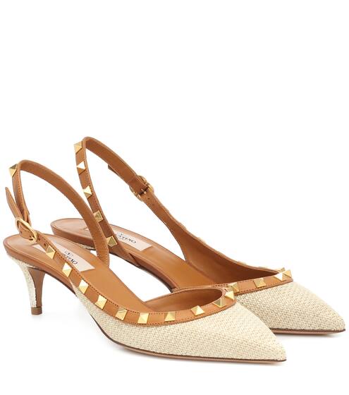 Valentino Garavani Rockstud woven slingback pumps | Valentino