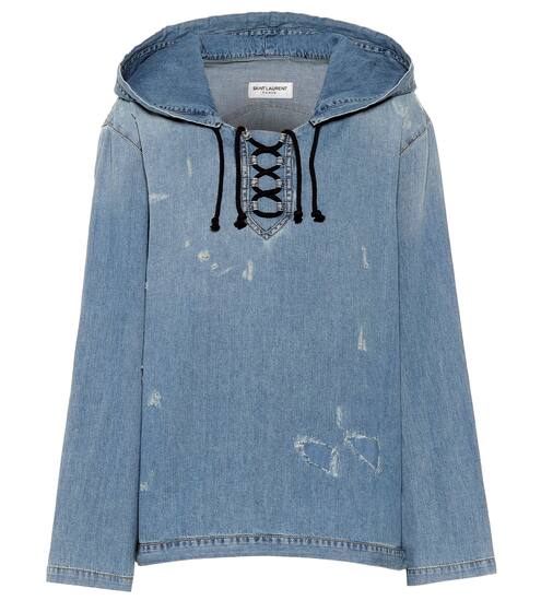Destroyed denim hoodie | Saint Laurent