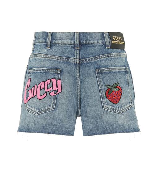 Appliquéd denim shorts | Gucci