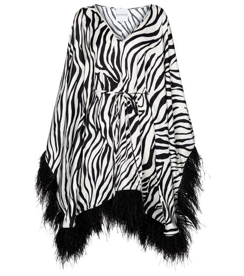 Feather-trimmed printed minidress | Halpern