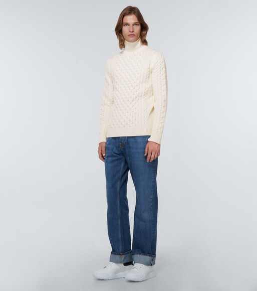 Cable-knit turtleneck virgin wool 