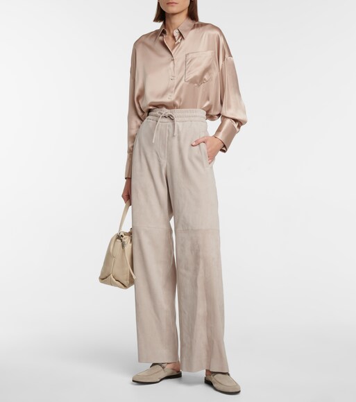 Brunello Cucinelli - Wide-leg suede 