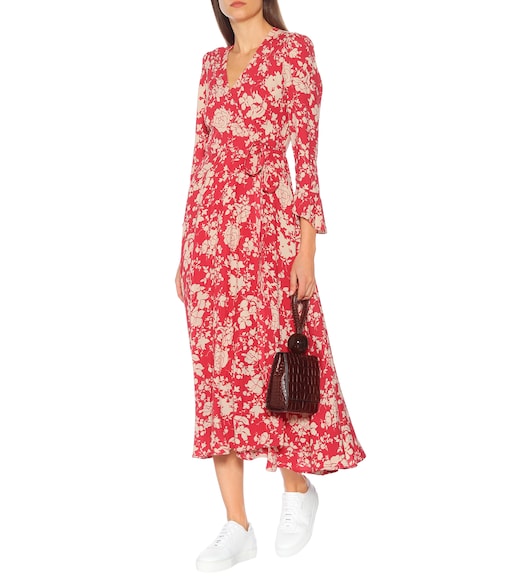 ralph lauren red floral wrap dress