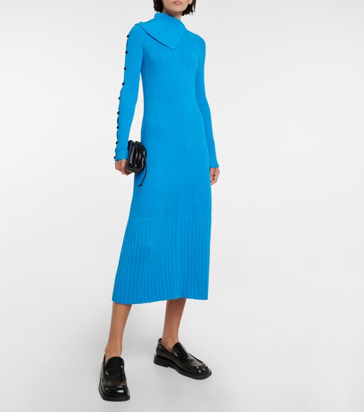 Ribbed-knit cotton-blend sweater dress 