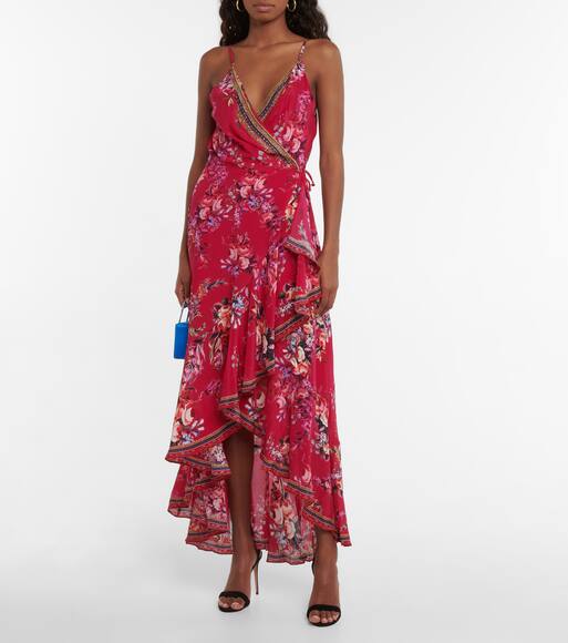 Mytheresa Donna Abbigliamento Vestiti Vestiti stampati Abito midi in seta con stampa floreale 