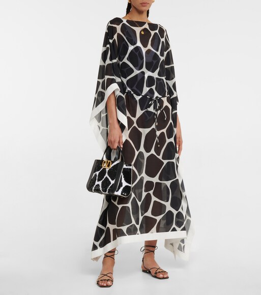Printed cotton and silk kaftan 