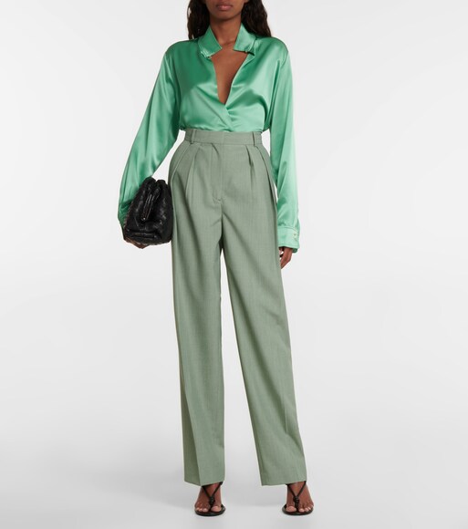 High-rise pleated wide pants 