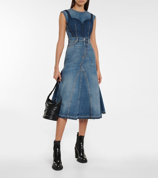 alexander mcqueen denim dress