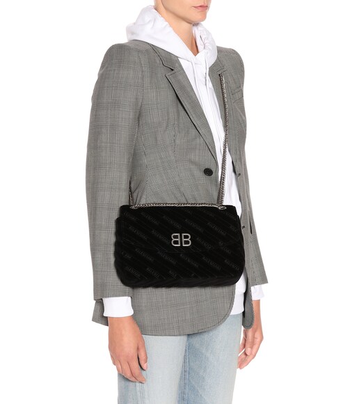 Balenciaga - Chain Round M velvet shoulder bag - mytheresa.com