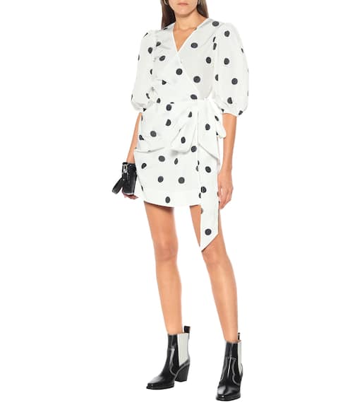ganni green polka dot dress