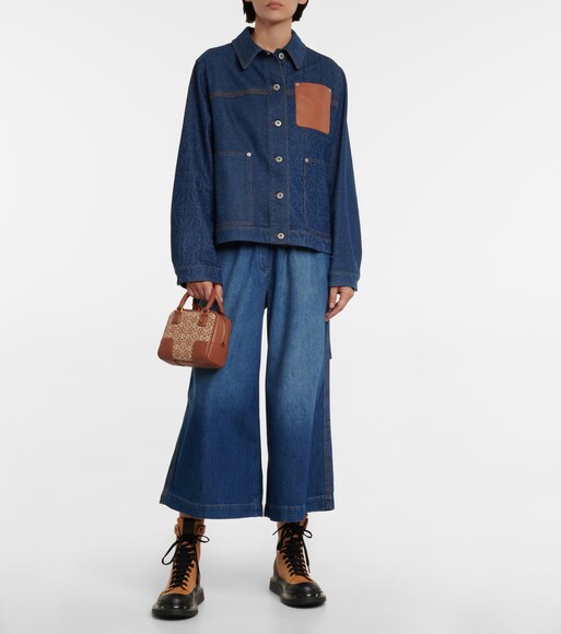 Loewe - Anagram leather-trimmed denim 