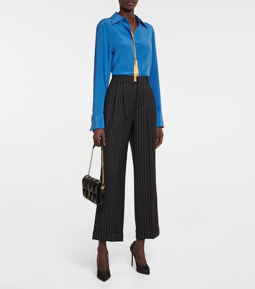 High-rise pinstripe wool pants 