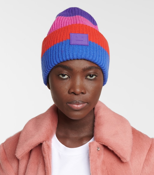 Acne Studios - Face striped wool beanie 
