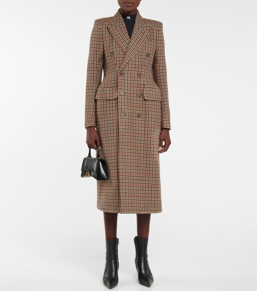 wool checked coat