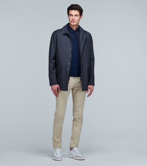 Loro Piana Men, Horsey Wool-Blend Carcoat Jacket, Navy Blue, L, Jackets, Wool
