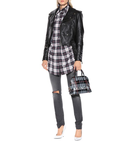 Balenciaga - Printed leather biker jacket - mytheresa.com