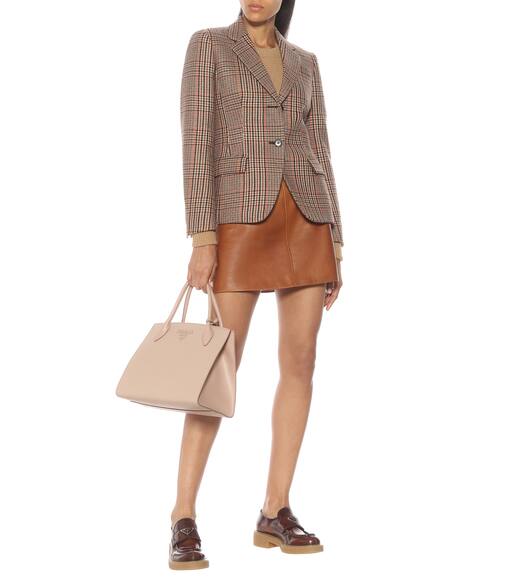 Prada brown leather loafers clearance