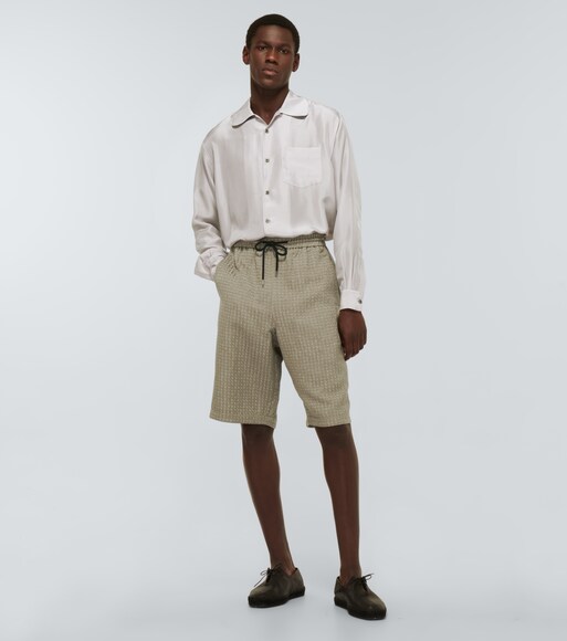 Linen-and-viscose jacquard Bermuda shorts | GIORGIO ARMANI Man