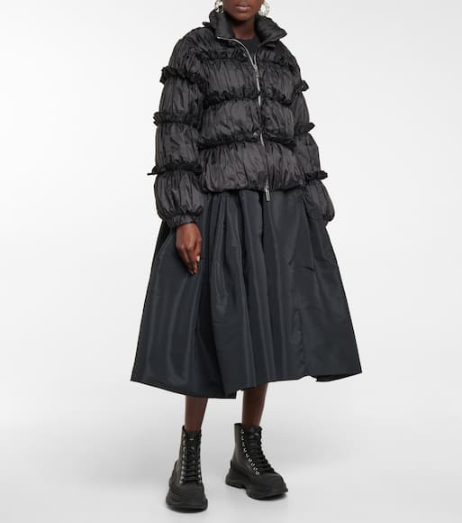 Noir Kei Ninomiya Ruffle Trimmed Open Back Puffer Jacket Mytheresa