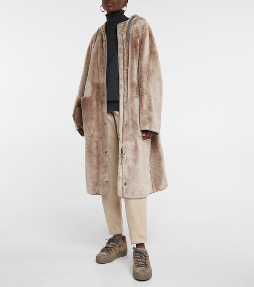 Reversible shearling coat 