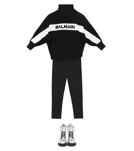 Balmain Kids Logo sequined wool blend sweater | Mytheresa Balmain Logo wool blend sweater | Mytheresa