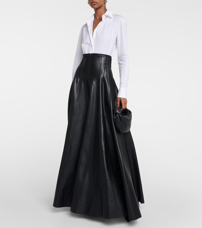 Norma Kamali Grace flared faux leather maxi skirt