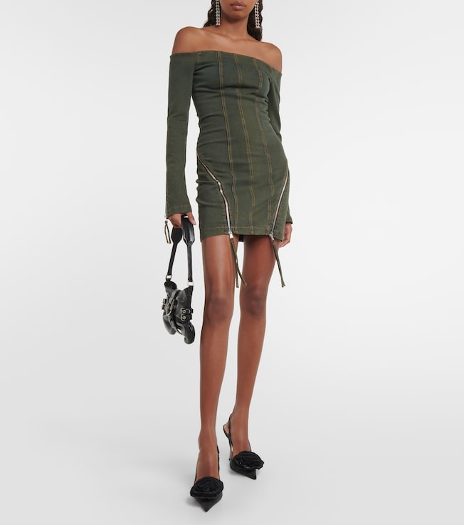 Blumarine Off-shoulder denim minidress