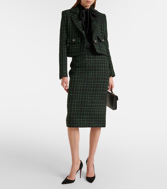 Elie Saab Sequined tweed midi skirt