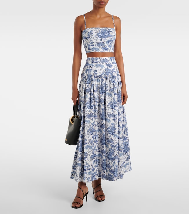 Staud Federico printed cotton crop top