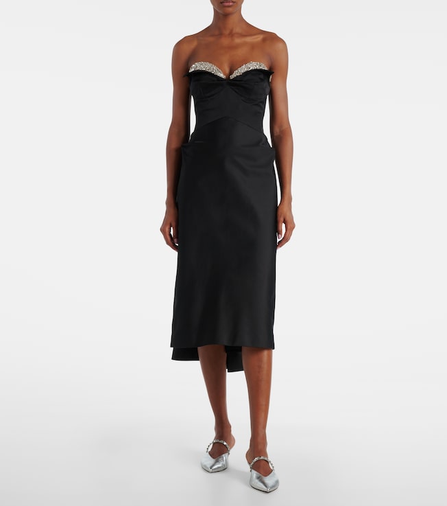 McQueen Embellished satin midi dress