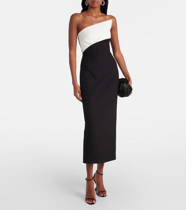 Roland Mouret Strapless asymmetric crêpe cocktail dress
