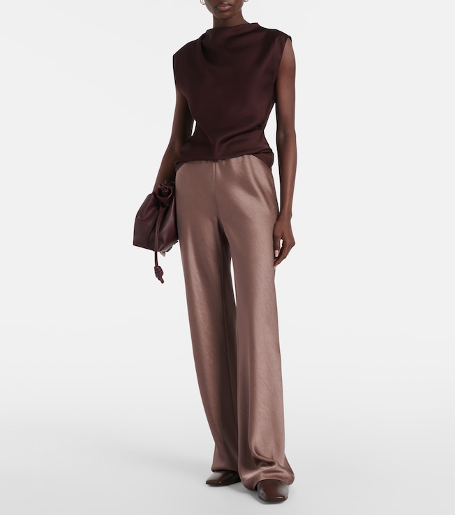 Vince High-rise satin straight pants