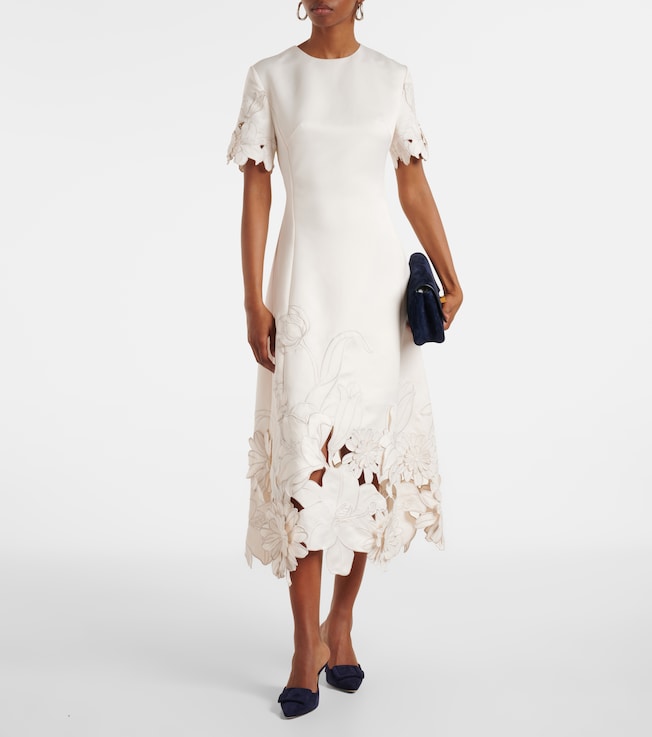 LEO LIN Caroline floral-appliqué midi dress