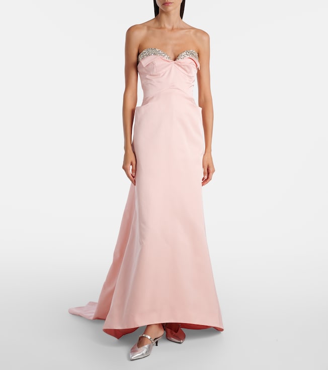 McQueen Crystal-embellished duchess satin gown
