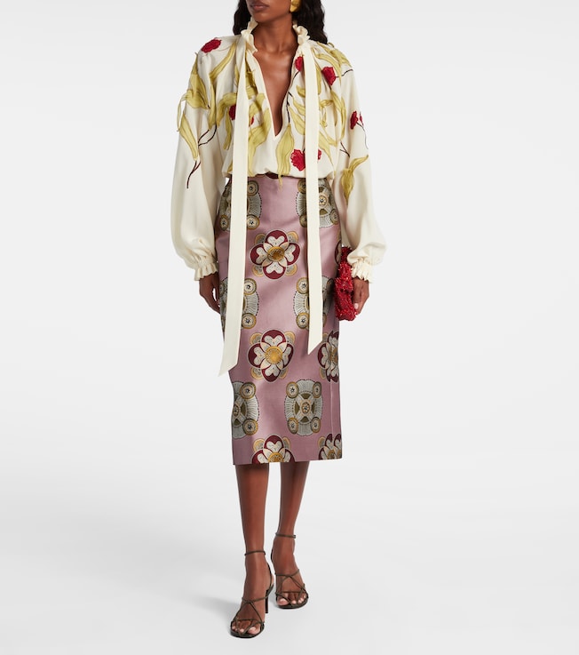 La DoubleJ Cerere embroidered silk blouse