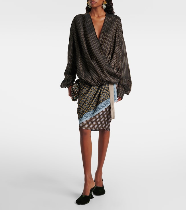 Dries Van Noten Striped draped wrap top